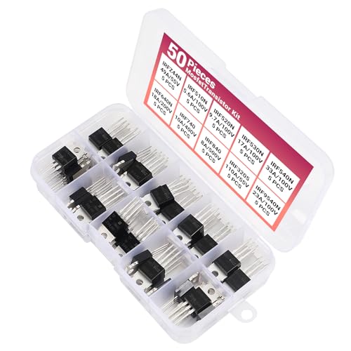 DWEII 50Pcs IRLZ44N / IRLZ44 IRF510N IRF530N IRF540N IRF640N IRF740 IRF840 IRF3205 IRF9540 IRF Series transistors TO-220 MOSFET Assortment Kit - Thumbnail 2