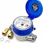 KATSU Tools 13mm Cold Water Meter with Copper Body, ABS Screen Cover, Mechanical Water Usage Counter for Garden & Home, Model 15180813