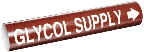 Marqueur de tuyau Glycol Supply blanc sur marron Brady auto-enroulable