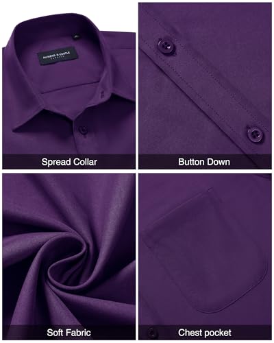 Image of Alimens & Gentle Men's Short Sleeve Dress Shirts Wrinkle Free Untucked Casual Button Down Shirt
