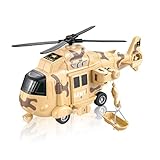 Lollipop United States Army Friction Powered Rescue Helicopter Toy - 1:16 Scale Model Military Copter w/ Hook, Light & Sound