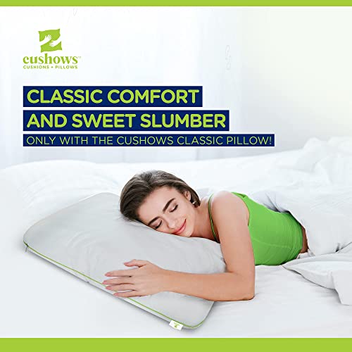 Image of Cushows Slim Orthopedic Memory Foam Pillow Lightweight Ergonomic Cervical Pain Relief Pillow with Washable Cover Neck and Back Support Comfortable Sleeping Classic Bed Pillow 16x24x4 inch Pack of 2