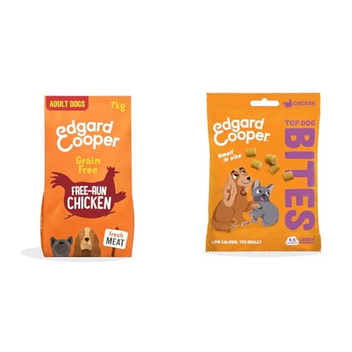 Edgard & Cooper Alimento Seco para Perros Pollo Sin Cereales 7 kg + Premios para Perros Pollo Bites 1x50g - Pack de Croquetas y Premios