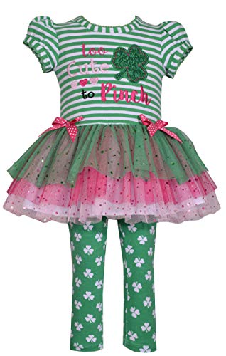 Image of Bonnie Jean Girl's St Patrick's Day Shamrock Leggings Set for Baby Toddler and Little Girls