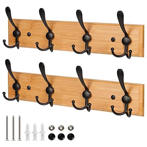 GlazieVault Bamboo Wooden Coat Hooks (2 Pack) Cover