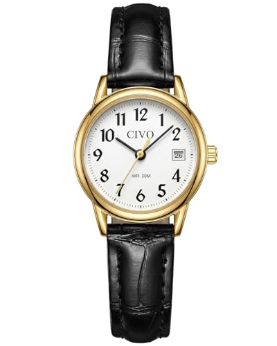 Imagen de CIVO Reloj Mujer Fácil de Leer: Esfera Clara con Números Fecha Reloj de Pulsera Analógico para Uso Diario Informal Regalo para Ella