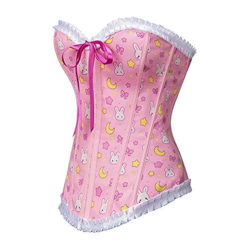 LittleForBig Damen Spitze Überbrust Korsett mit Schnürung Vollbrust Korsage Bustier Bodyshaper Top – Bild 3