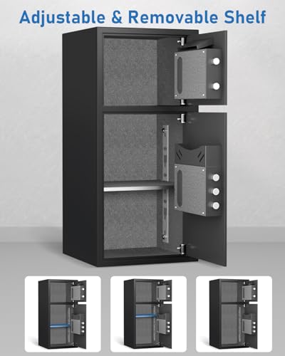 Image of 6.0 Cubic Extra Large Home Safe Box Fireproof Waterproof, Digital Home Security Safe Box with Adjustable Shelf & Deposit Slot, Money Safes with Backlit Keypad & Dual Alarm for Home Office