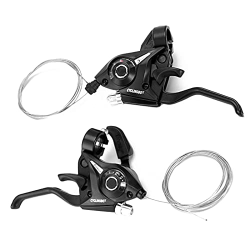 Sunnyushine Palanca Cambios Freno, con cables internos, desviador delantero y trasero para bicicleta, palanca cambio freno para bicicleta montaña MTB 3 x 7 velocidades