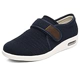 TAUIANE Diabetiker Schuhe FüR äLtere MäNner, Wanderschuhe, Verstellbarer Verschluss, Bei Arthritis, Schwellungen, öDemen, Plantarfasziitis Und Geschwollenen FüßEn,Blau,EU45