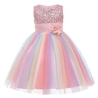 YILEEGOO Girls Dresses Flower Girl Wedding Party Sequins Princess Dress Birthday Tutu Formal Gown Prom Dress (Tutu Dress-Baby Pink, 3-4T)