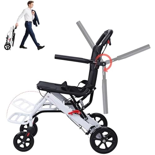 Worparsen Super Lightweight Transport Wheelchair. Easy to Travel, Locking Hand Brakes, User-Friendly, Folding, Portable. for Adults or Child (up to 200lbs) A