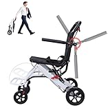 sexaoalx 360 Super Lightweight Transport Wheelchair for Adults, Easy to Travel, Locking Hand Brakes, User-Friendly,Folding,Portable. for Adults or Child (up to 200lbs) A