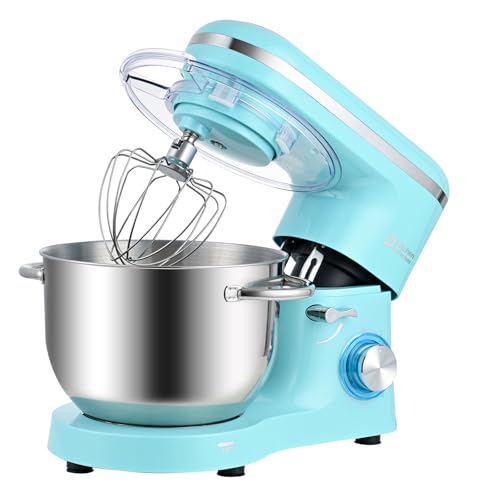 Kitchen in the box Batidora Amasadora, Amasadora de Pan de 1400 W, Robot de Cocina Con Batidor, Gancho Amasador, Batidora Mezcladora (Azul, 6,2 L)