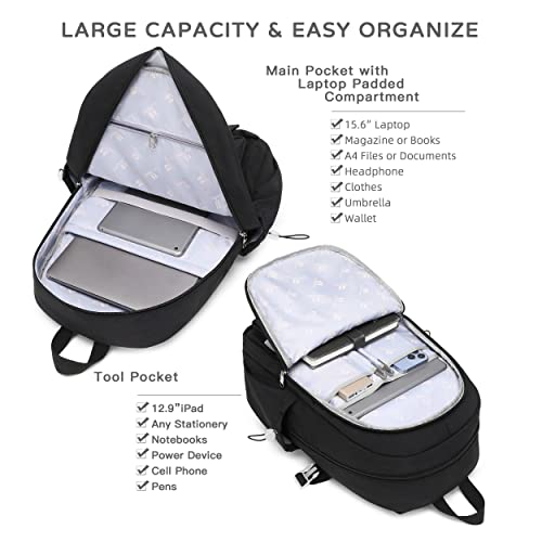 Mochila para portátil LXYGD 15.6 pulgadas negro miniatura 3