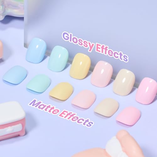 Image of Beetles Pastel Gel Polish Set- Cream Patels HEMA-FREE Gel, 6 Colors 15ML Full Size Pastel Yellow Pink Blue Summer Shades, Salon-Quality Long Lasting Soak Off UV LED Nail Gel with Swatch Card