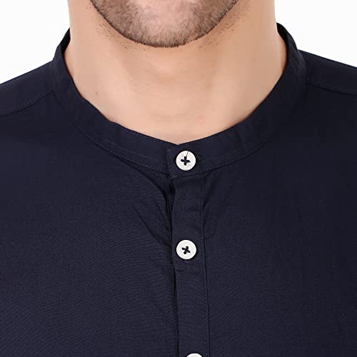 Image of MADE IN THE SHADE 100% Cotton Men's Mandarin /Chinese Neck Casual Short Kurta, Half Sleeve