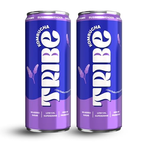 Image of Tribe Kombucha Probiotic Super Drink | Supports Gut Health | Gluten-Free | Naturally Fermented | Super Refreshing | Gut Friendly | Improves Blood Sugar | Antioxidant and Hydration | No Added Sugar |250 ML X 2 (BUSSIN LAVENDER)