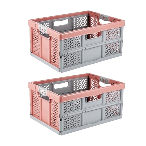 keeeper lea 2x Stabile Profi-Klappbox mit Soft-Touch Griffen, 48,5 x 35 x 23,5 cm, 32 l, Nordic Red