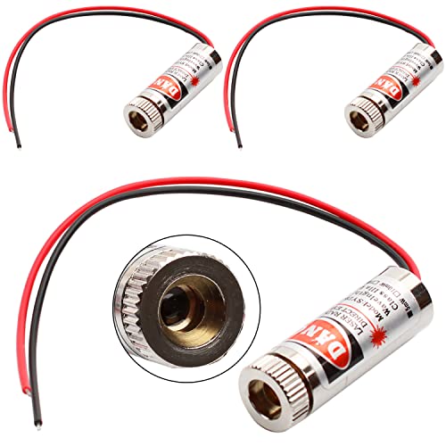 GALDOEP 3 pcs 650nm 3-5V diodo de módulo de Punto de láser Rojo,módulo láser,Módulo láser enfocable,Láser Cabeza Diodo Módulo para posicionamiento de la vista