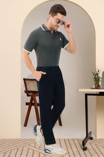 Image of SaintX Men's 4-Way Stretchable Athleisure Pants | Sweat Wicking Fabric | Slim Fit | Active - Sports Wear | Travel, Lounge & Casual Wear | Stylish Back Zipper Pocket | Available in Plus Size (ST06)