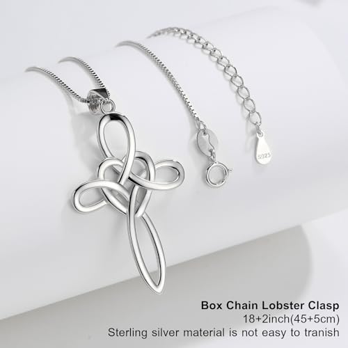 Celtic Cross Necklace Women 925 Sterling Silver Celtic Knot Infinity Love Heart Pendant Necklace for Women Irish Celtic Jewelry Gift for Birthday Christmas3