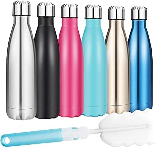 Insulated Water Bottle, Vacuum Stainless Steel & Vacuum Flask Comes with a Cleaning Brush -500ml Stainless Steel Vacuum Bottle, Double Wall Design, Standard Mouth, for Outdoor Sports-Dark Blue