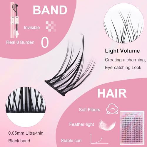 EMEDA Manga Lash Clusters Kit, Individual Lashes Wispy & Natural Cluster Lashes with Bond and Seal Tweezers - Image 4