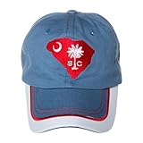 Artisan Owl South Carolina Palmetto State Embroidered Baseball Cap - Adjustable Hook & Loop Closure (Blue/Red)