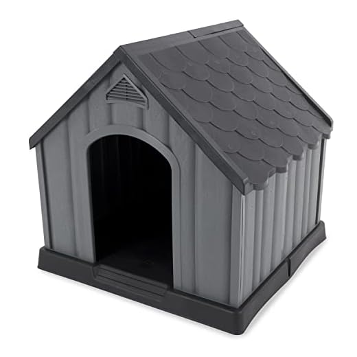 Ram Quality Products Innovative Outdoor Pet House Large Waterproof Dog Kennel Shelter for Small, Medium, and Large Dogs, 36 x 34.5 x 36 Inches, Gray