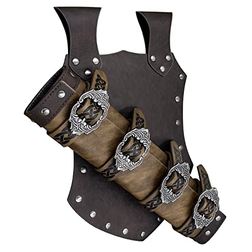 Hiifeuer Medieval Faux Leather Sword Frog, Vintage Middle Ages Sword Holster, Mercenary Knight Adjustable Buckle Dagger Holster (Brown A) #TOP1