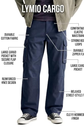 Image of Lymio Cargo for Men | Cotton Cargo Pant | Drawstring Waist Pant (Available Also Plus Size) (46-49)