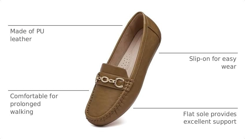 Image of Women's Business Loafers Work Casual Flats Shoes Lightweight Penny PU Leather Slip On Walking Shoes