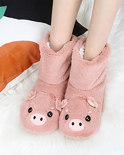 Image of DICUIRD Womens Slipper Socks Comfy&Warm Animal Non-Skid Bedroom Slipper Booties