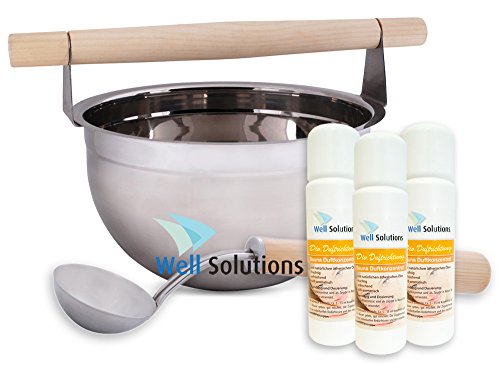 Well Solutions Design Sauna Set Luxus Sauna Set, Edelstahl Set inkl. Sauna Aufgusskonzentrat aus dem Hause