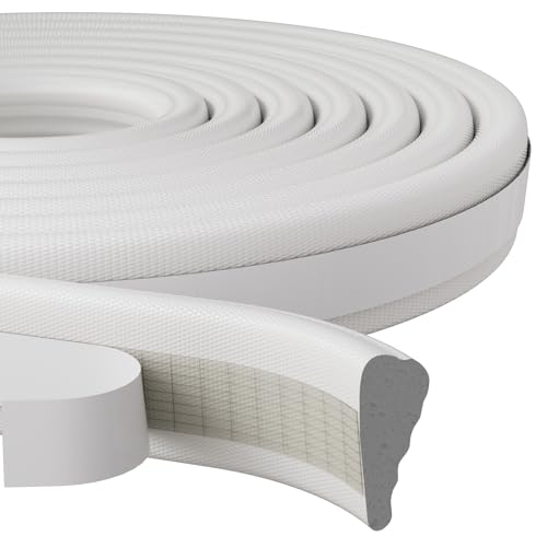 118”Wedge Weather Stripping Door Seal Strip for Door Frame,Self-Adhesive Window Insulation for Winter,Dark Foam Gap Filler for Light Noise Blocker,Front Exterior Door Side Draft Stopper,White