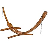 Sunnydaze 13 Foot Curved Wood Hammock Stand Only - 2 Person Russian Pine Hammock Arc Stand - Heavy-Duty 400-Pound Capacity