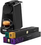 Nespresso Original Essenza Mini Coffee Machine & 50 Pods Black by De'Longhi
