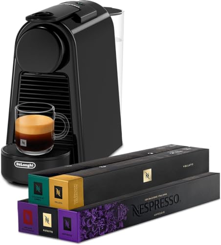 Nespresso Original Essenza Mini Coffee Machine & 50 Pods Black by DeLonghi