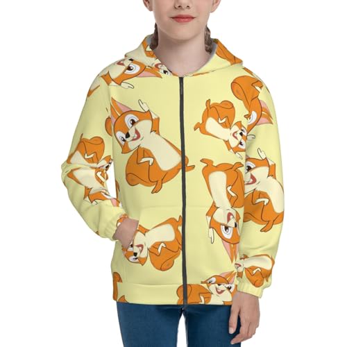 Cartoon Squirrel Kids Pullover Hoodies Boys Zip Up Sweatshirts Girls Athletic Clothes with Pocket3