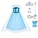 URAQT Disfraz de Elsa Anna para Niñas, Disfraz de Elsa Disfraz de Princesa, para Fiesta de Disfraces de Cosplay, Bodas, Halloween