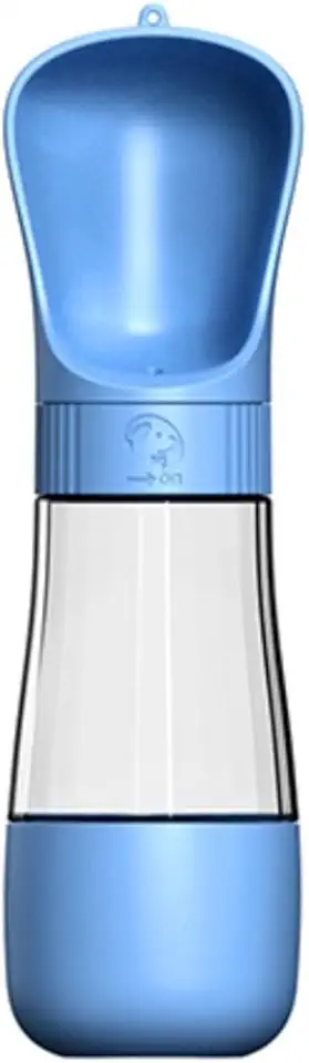 Garrafa Pet Bebedouro 2 em 1 Portátil para Passeio Viagem Cães Gatos Coelho - Anti Vazamento (Azul)