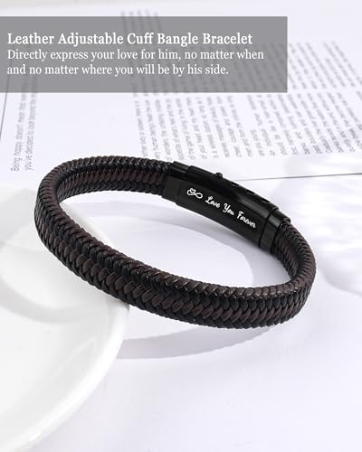 Pulsera de cuero YELUWA para hombre miniatura 2