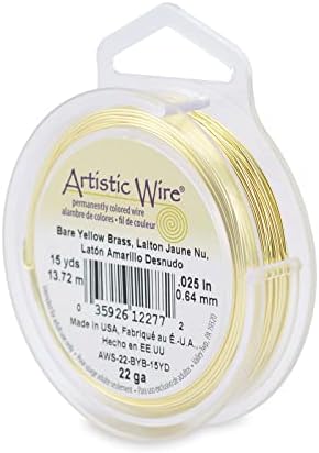 Artistic Wire, 22 Gauge Bare Yellow Brass Craft Jewelry Wrapping Wire, 15 yd