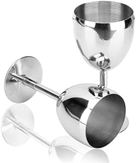 Addfun Pack of 2 pcs, Stainless Steel Goblet Red Wine Glasses,14cm Height