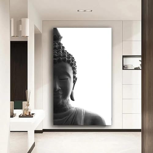 Image Bouddha moderne noir et blanc pour une atmosphère apaisante