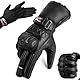 EVO Fitness Motorradhandschuhe Mit Winter Thermo Innenhandschuhen Thinsulate 3M Hipora Carbon Shell Fiber Knuckle Smartphone Touch Kompatibel Winddicht MTB Racing Motocross Allwetter (Schwarz, M)