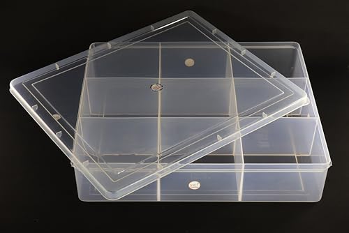 Image of NMII Multipurpose Plastic Storage Box with Partitions | Transparent Organizer with Secure Lid | Ideal for Stationery, Craft Supplies, Tools, and Jewellery, Accessories | Lightweight-(9 Partitions)
