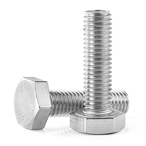Image of M10-1.5 x 80mm Heavy Duty Hexagon Bolts Hex Head Screws, 304 Stainless Steel, Metric Machine Fully Thread, Bright Finish, Quantity 8PCS