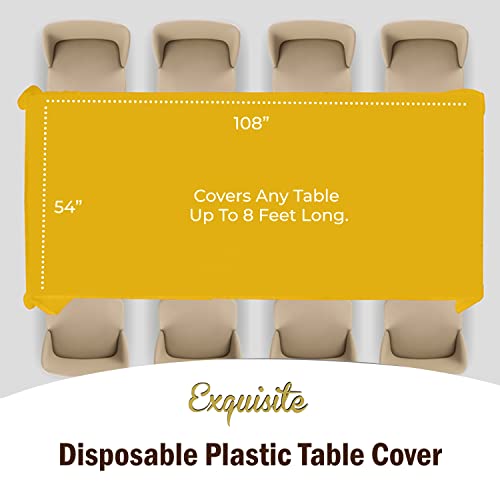 Image of Party Solids Yellow Rectangular Plastic Tablecloth - 54x108 Inch, Pack of 24